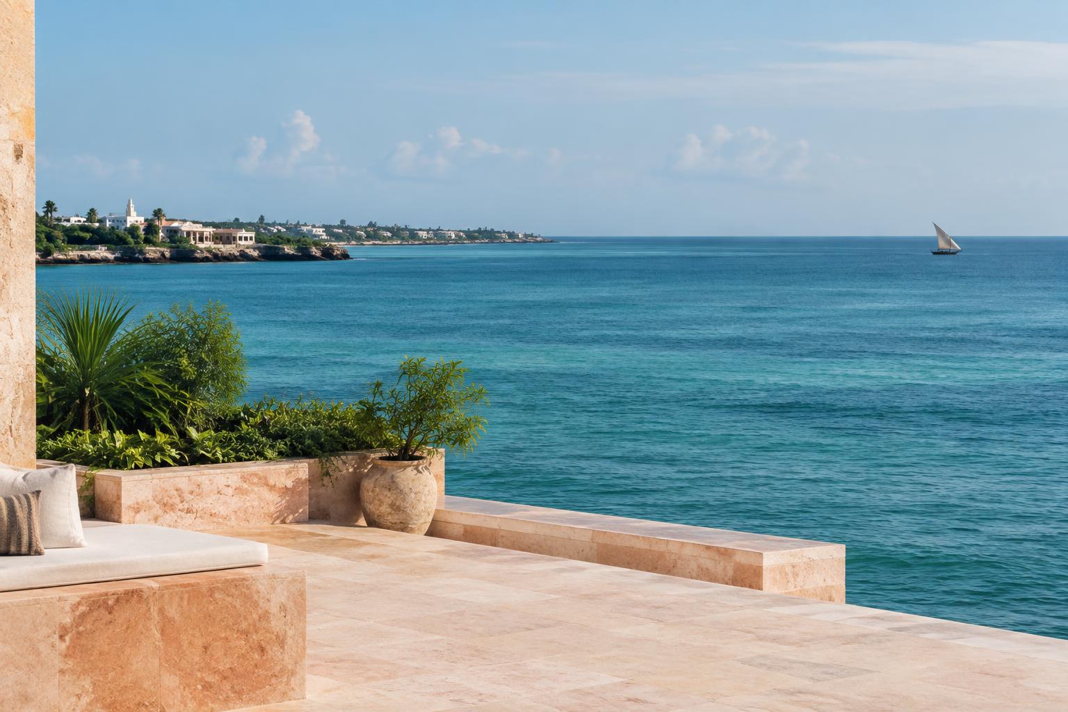 An East African coastal terrace overlooking the Indian Ocean