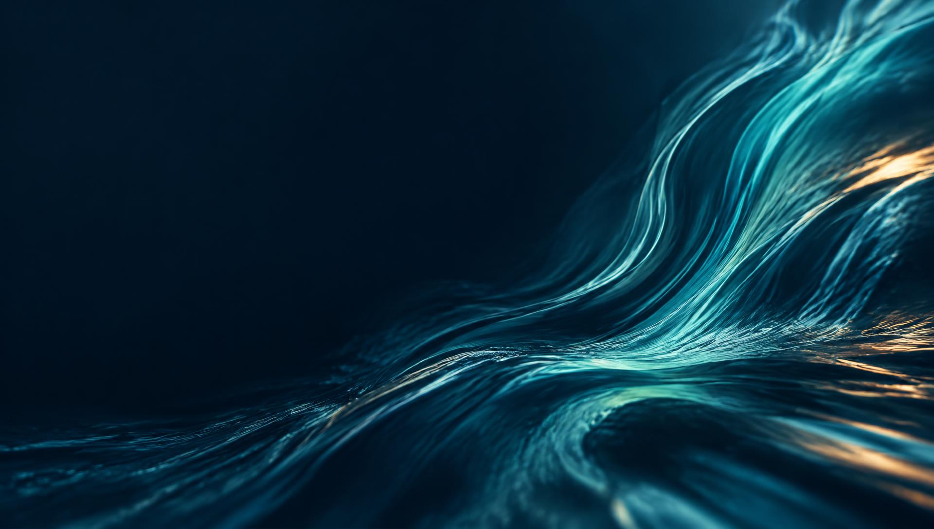 Teal currents flowing through a deep navy environment